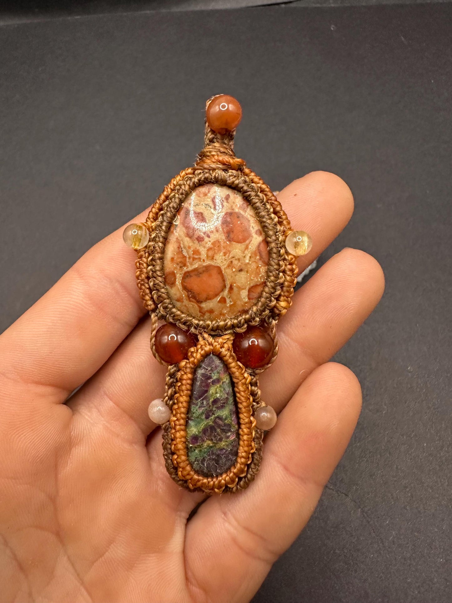 Ruby Zoisite & Brecciated Jasper Necklace