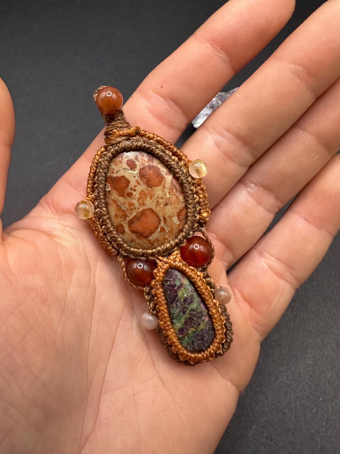 Ruby Zoisite & Brecciated Jasper Necklace