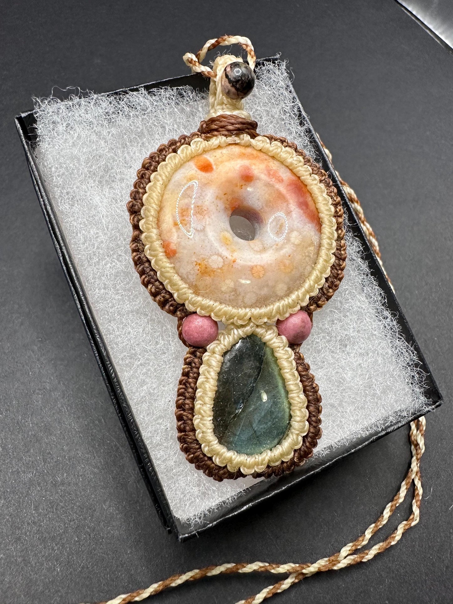 Labradorite & Agatized Coral Necklace