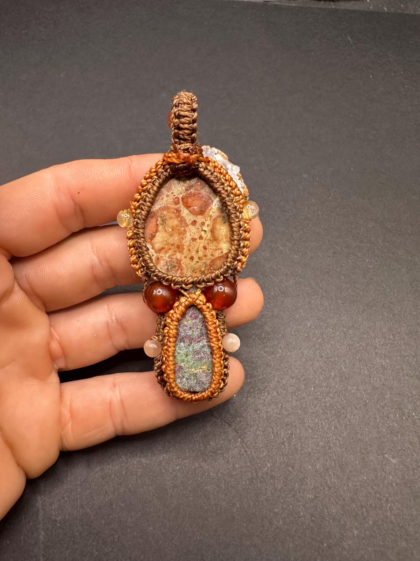 Ruby Zoisite & Brecciated Jasper Necklace